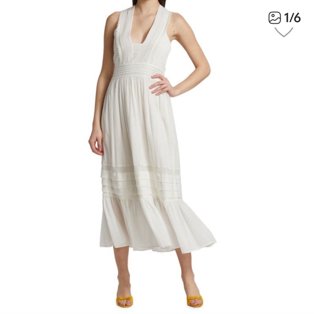 Magaschoni organic cotton White Sleeveless long length Midi Dress